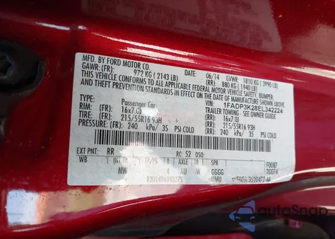 2014 Ford Focus Se from USA, damaged, VIN 1FADP3K28EL342224